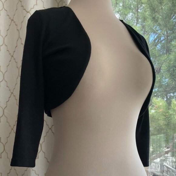 I.N. San Francisco Sweaters - Black 3/4 Sleeve Bolero Shrug Open Front,  Women's Size: Small